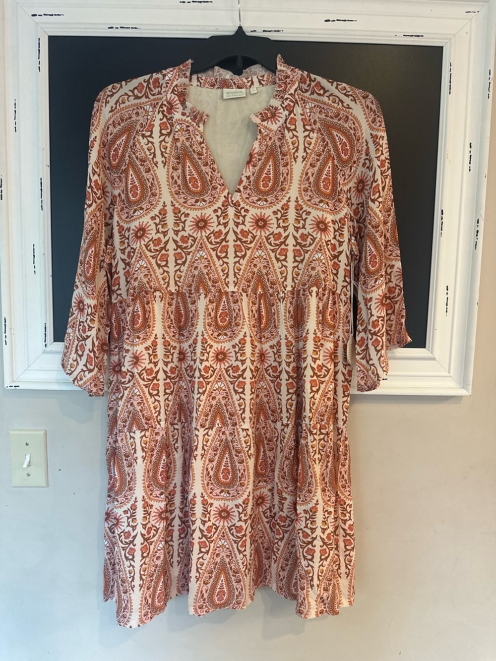 Spartina 449 Maisie Dress Pink House Boho Paisley Dress. Sz. L